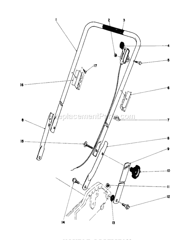 Handle Assembly Diagram and Parts List for 20762 2000001-2999999 - 1982 Toro Lawn Mower