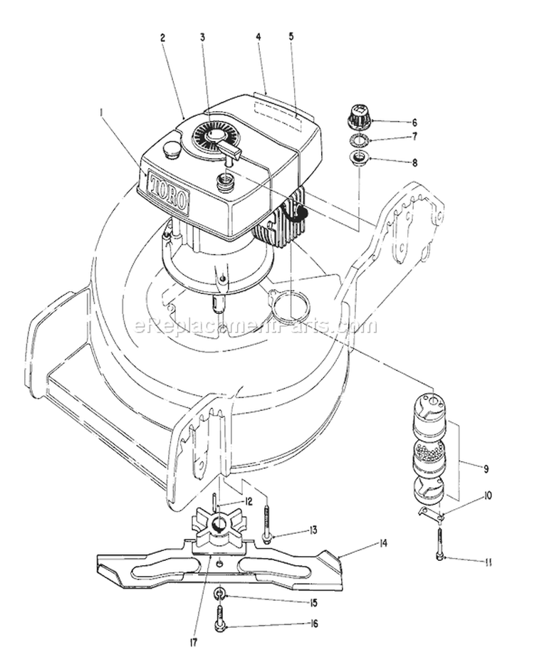 Engine Assembly Diagram and Parts List for 20762 3000001-3999999 - 1983 Toro Lawn Mower
