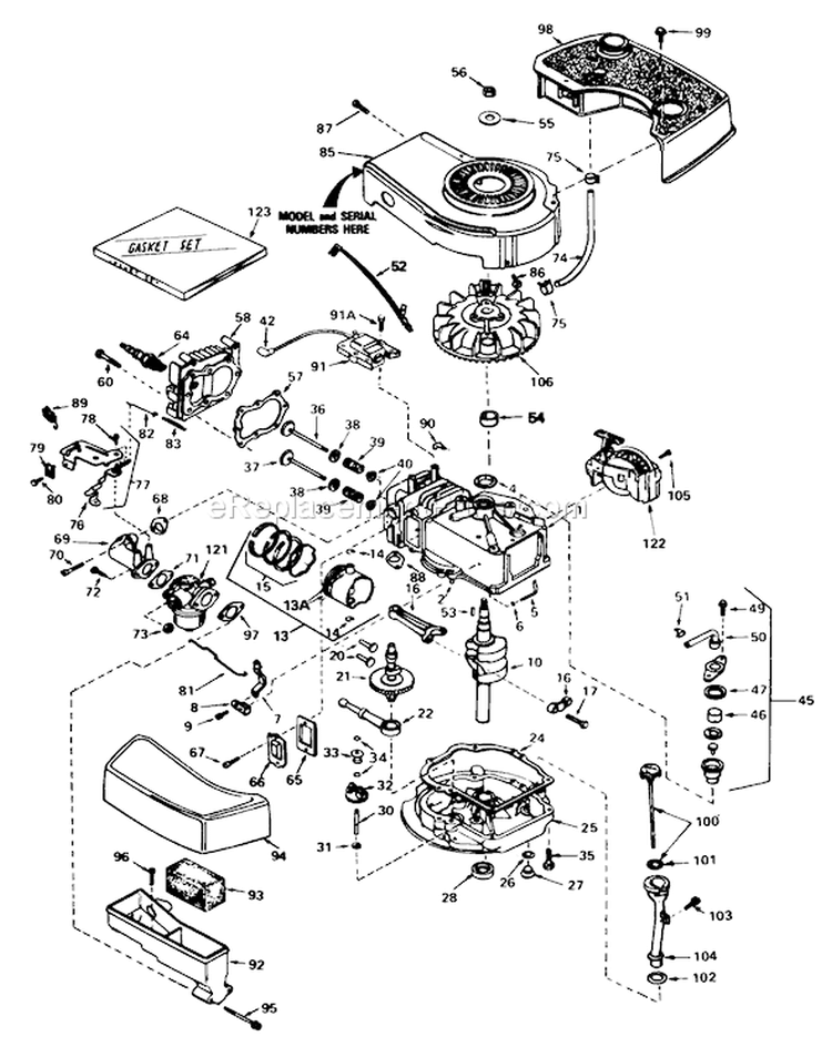 Engine Diagram and Parts List for 20762 3000001-3999999 - 1983 Toro Lawn Mower