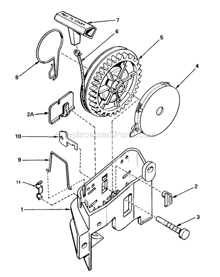 Rewind Starter Diagram and Parts List for 20762 3000001-3999999 - 1983 Toro Lawn Mower