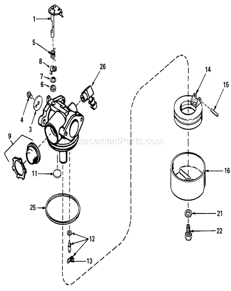 Carburetor Assembly Diagram and Parts List for 20762 9000001-9999999 - 1979 Toro Lawn Mower
