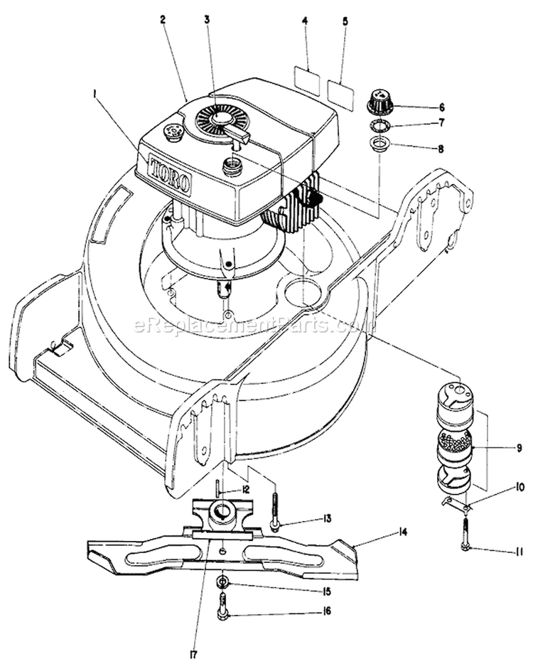 Engine Assembly Diagram and Parts List for 20762 9000001-9999999 - 1979 Toro Lawn Mower