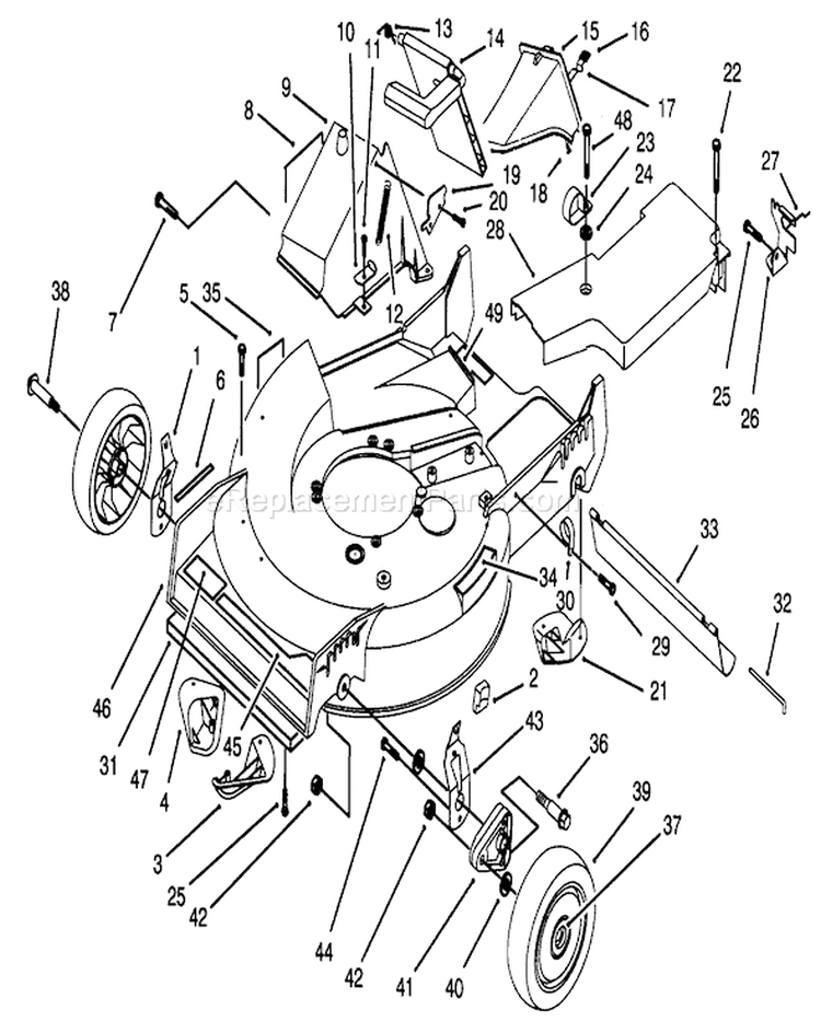 Housing Assembly Diagram and Parts List for 20763B 39000001-39999999 - 1993 Toro Lawn Mower