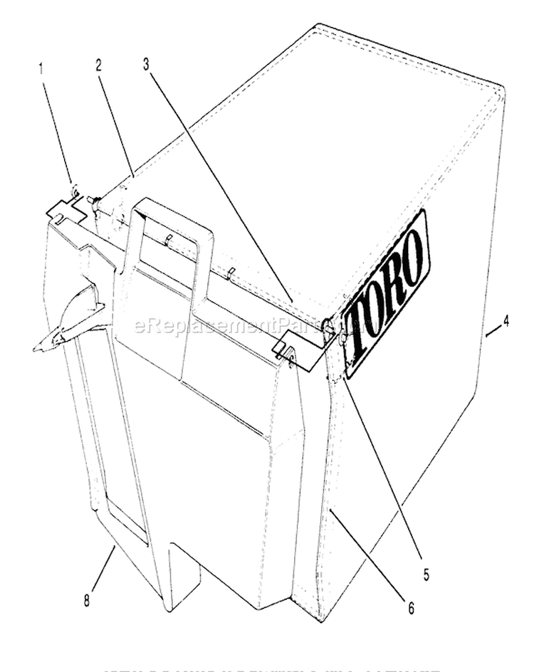 Grass Bag Assembly Diagram and Parts List for 20764BC 59000001-59999999 - 1995 Toro Lawn Mower