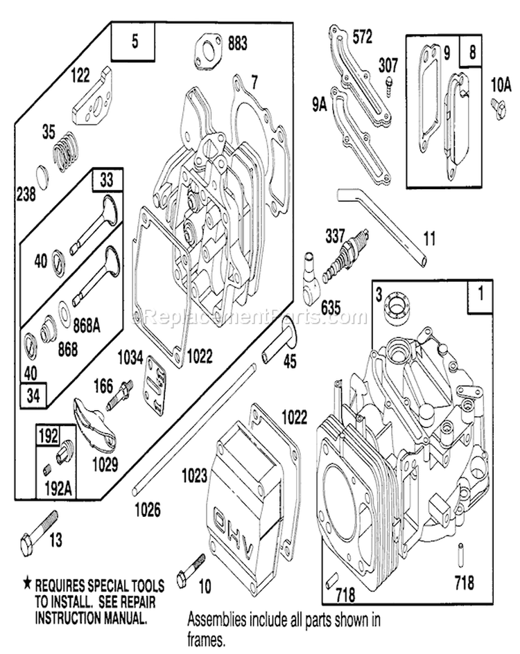 Engine Diagram and Parts List for 20766BC 49000001-49999999 - 1994 Toro Lawn Mower