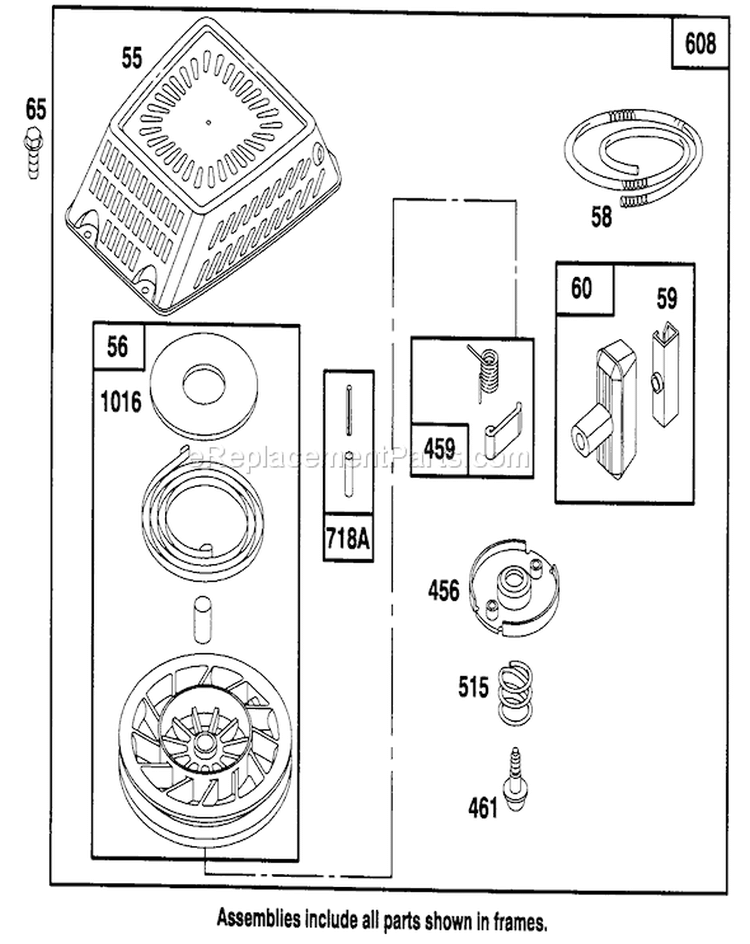 Page F Diagram and Parts List for 20766B 49000001-49999999 - 1994 Toro Lawn Mower