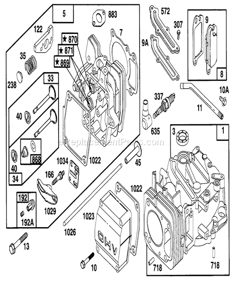 Engine Diagram and Parts List for 20767 6900001-6999999 - 1996 Toro Lawn Mower