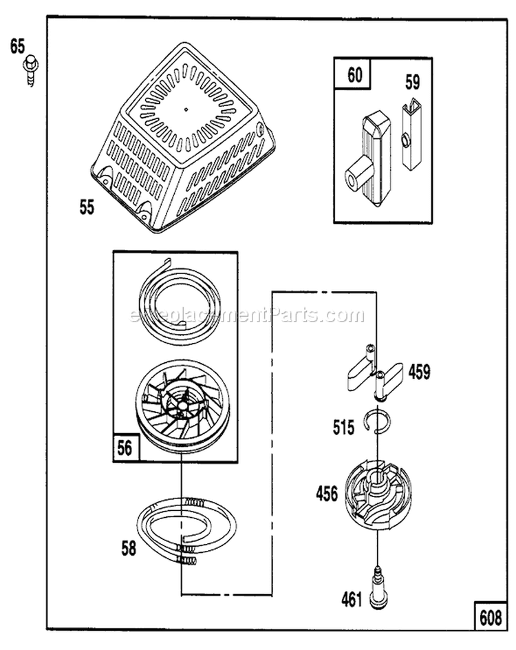 Page H Diagram and Parts List for 20767 6900001-6999999 - 1996 Toro Lawn Mower