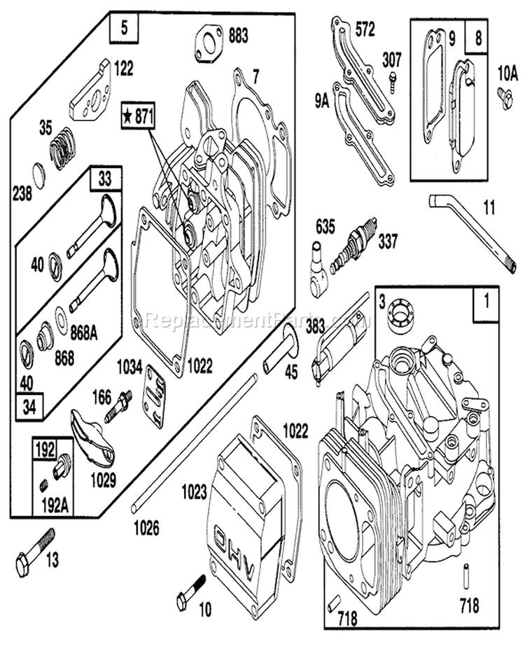 Engine Diagram and Parts List for 20768 6900001-6999999 - 1996 Toro Lawn Mower