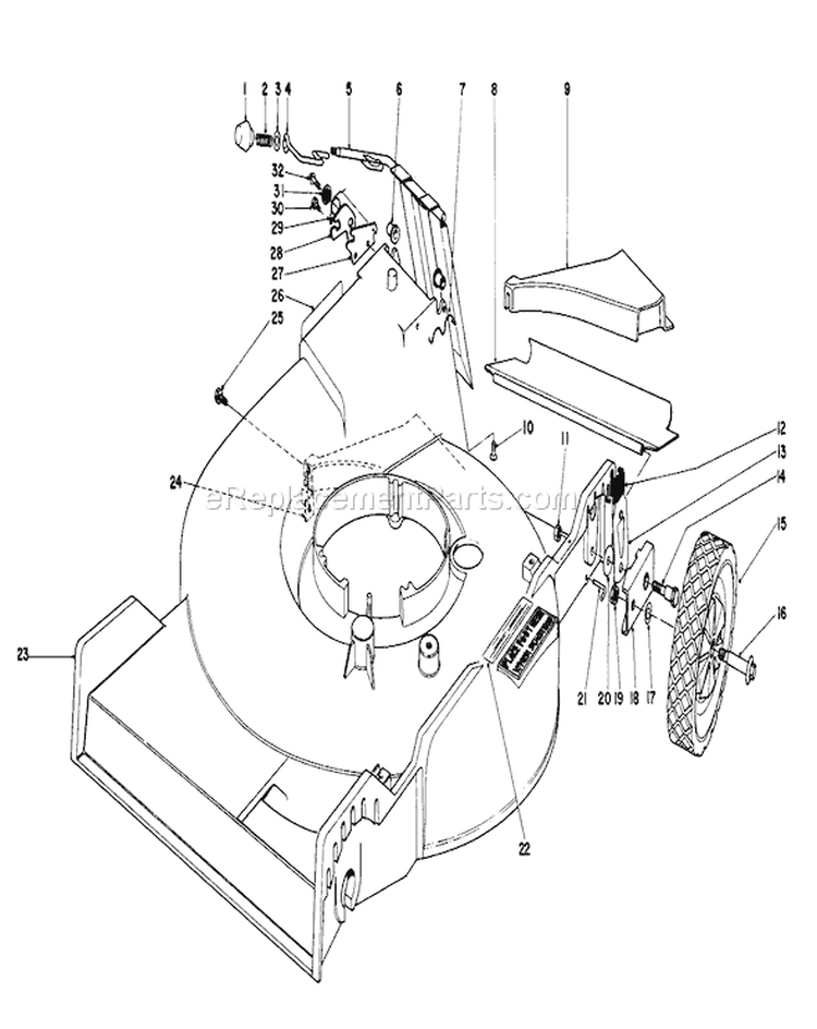 Housing Assembly Diagram and Parts List for 20770 2000001-2999999 - 1982 Toro Lawn Mower