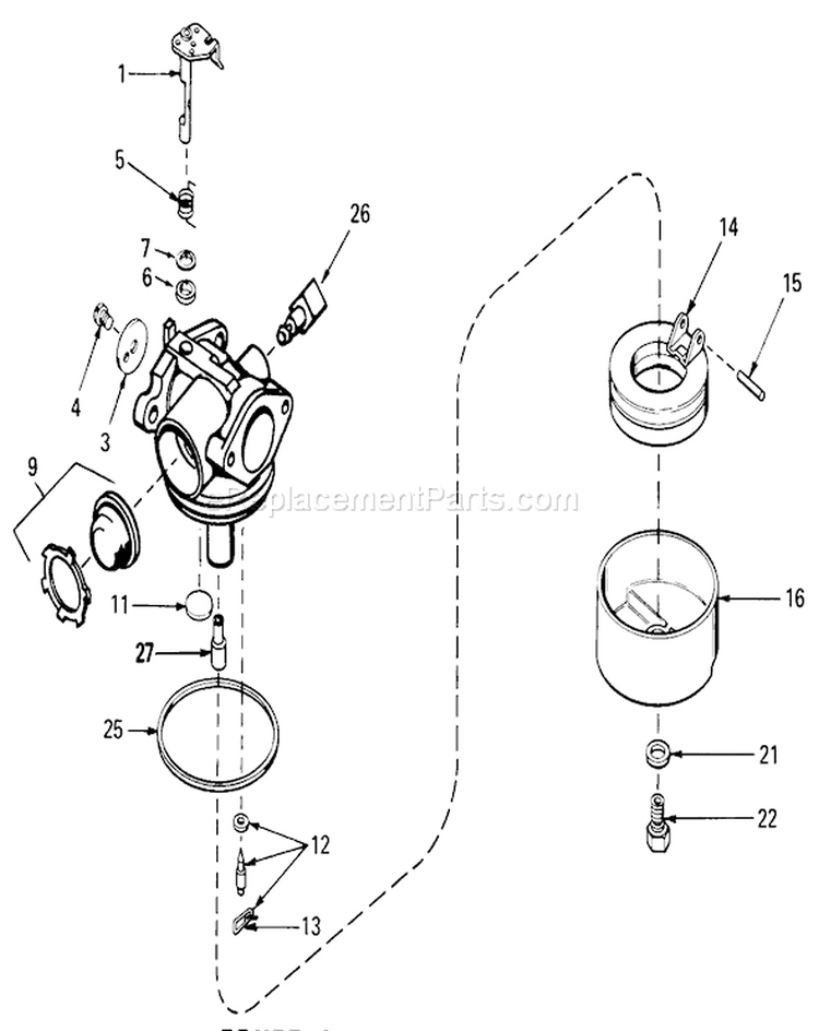 Carburetor Diagram and Parts List for 20771 3000001-3999999 - 1983 Toro Lawn Mower