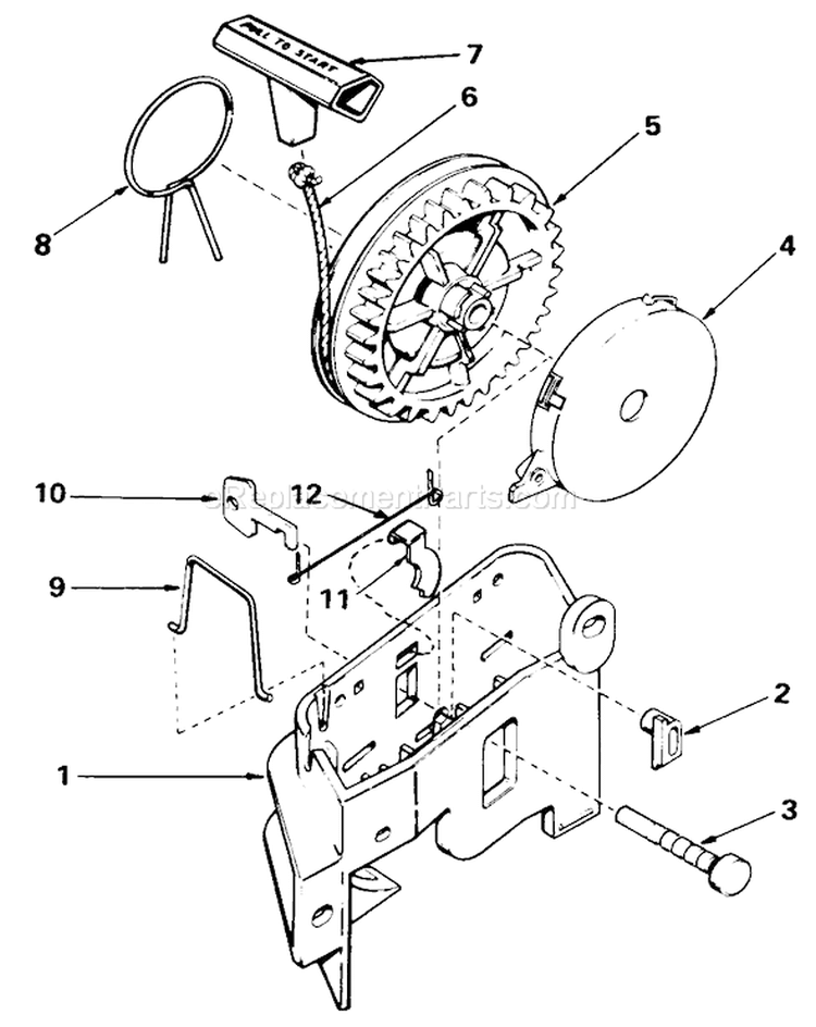 Starter Assembly Diagram and Parts List for 20771 3000001-3999999 - 1983 Toro Lawn Mower