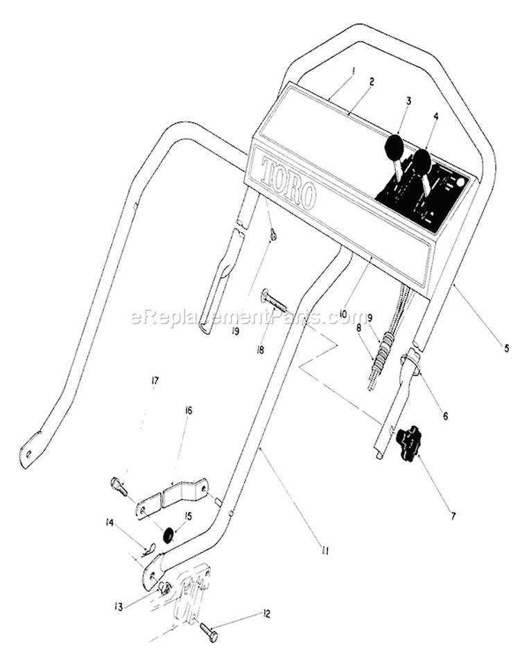Handle Assembly Diagram and Parts List for 20771 3000001-3999999 - 1983 Toro Lawn Mower