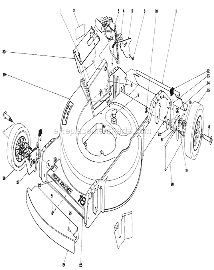 Housing Assembly Diagram and Parts List for 20772 9000001-9999999 - 1979 Toro Lawn Mower