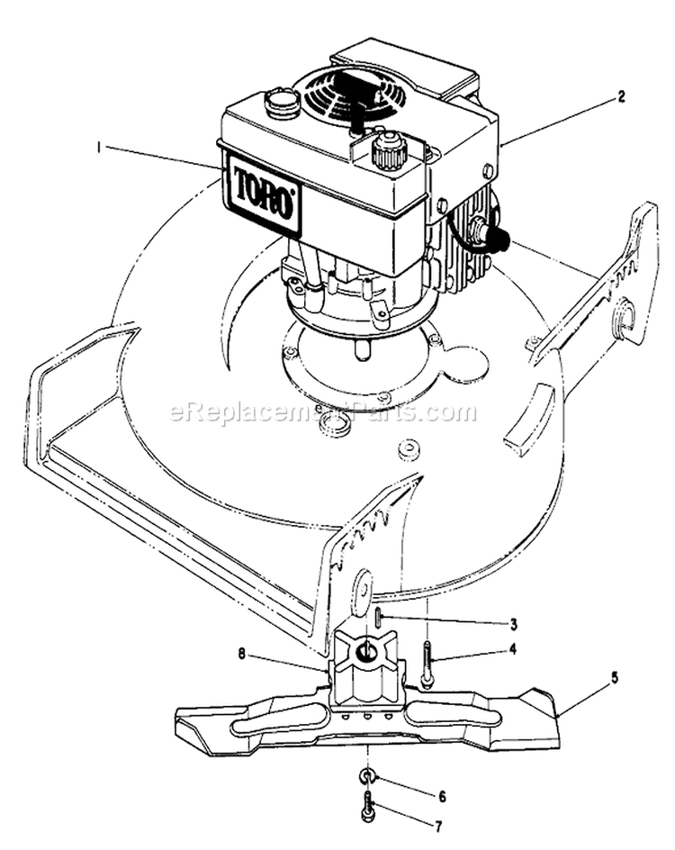 Page B Diagram and Parts List for 20782C 5000001-5999999 - 1985 Toro Lawn Mower