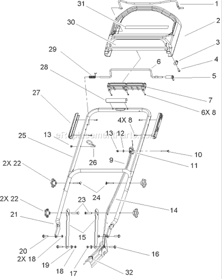 Page O Diagram and Parts List for 20784 250000001-250999999 - 2005 Toro Lawn Mower