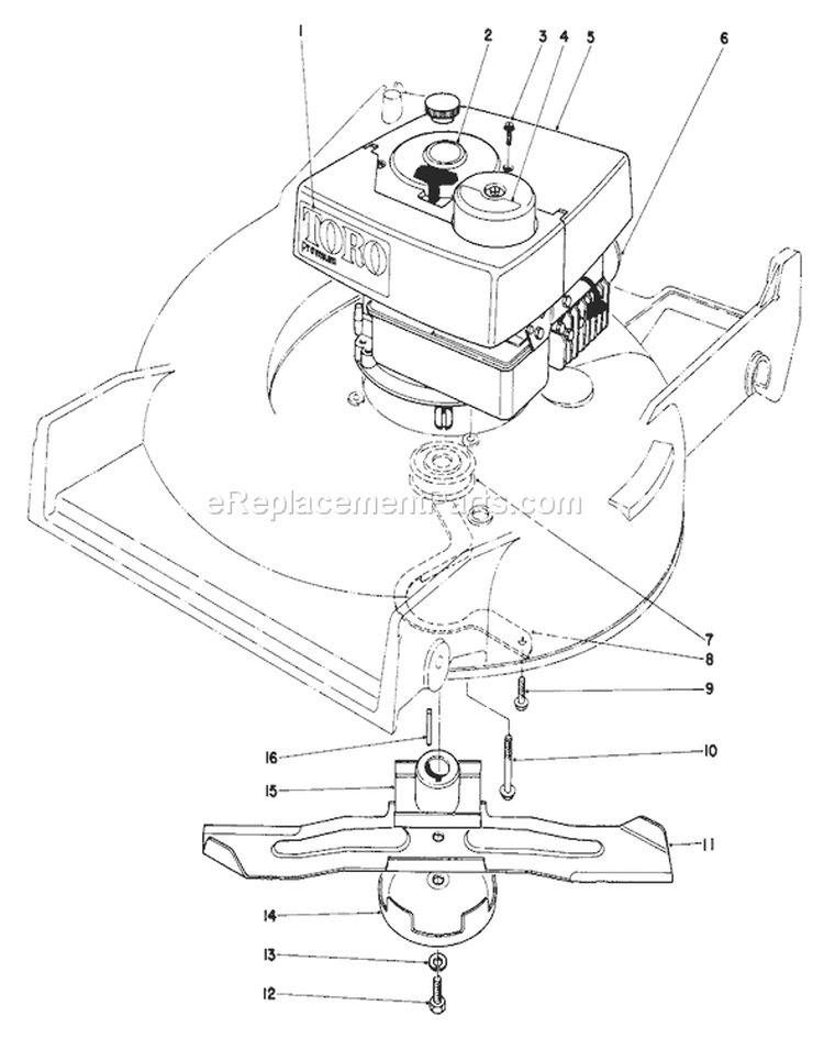 Engine Assembly Diagram and Parts List for 20785 0000001-0999999 - 1980 Toro Lawn Mower