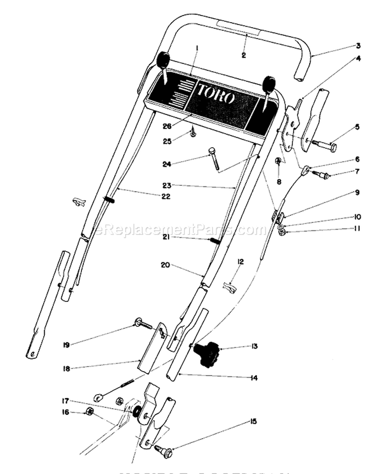Handle Assembly Diagram and Parts List for 20785 0000001-0999999 - 1980 Toro Lawn Mower