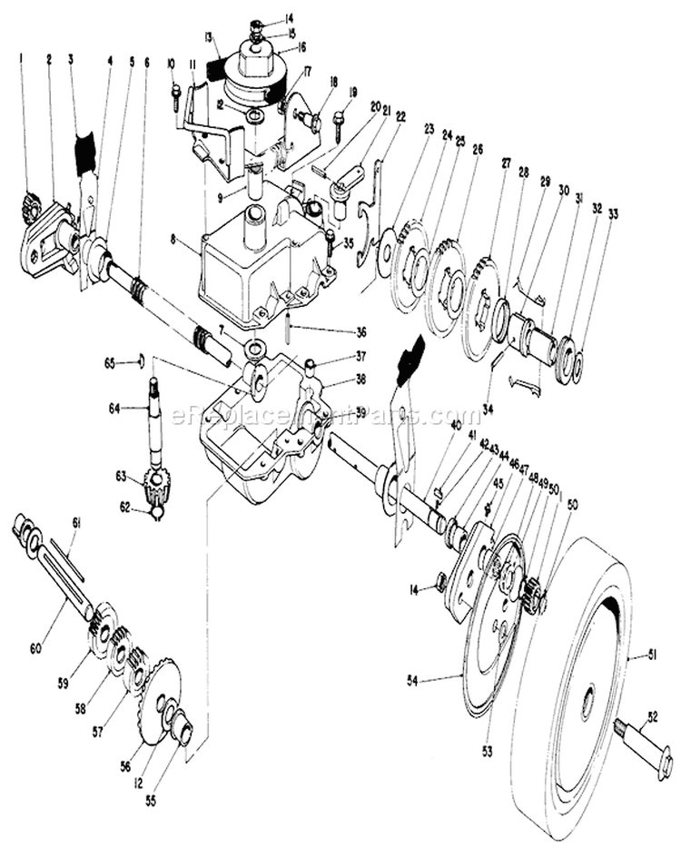 Gear Case Assembly Diagram and Parts List for 20752 2000001-2999999 - 1982 Toro Lawn Mower
