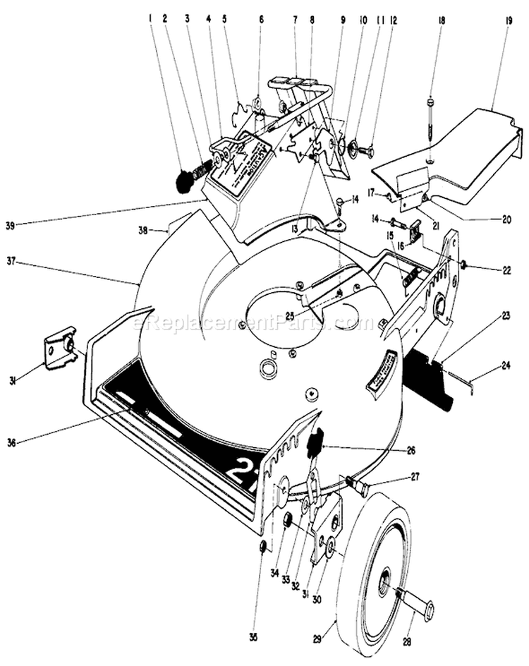 Housing Assembly Diagram and Parts List for 20752 2000001-2999999 - 1982 Toro Lawn Mower