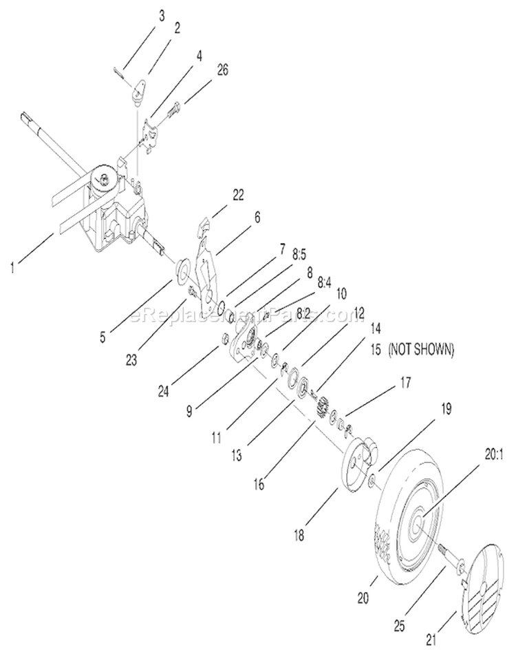 Rear Axle Assembly Diagram and Parts List for 20786 9900001-9999999 - 1999 Toro Lawn Mower