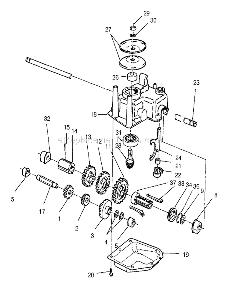Gear Case Assembly Diagram and Parts List for 20787 8900001-8999999 - 1998 Toro Lawn Mower