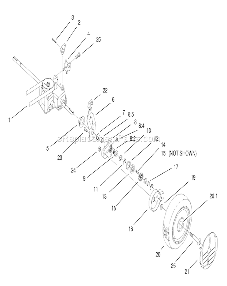 Rear Axle Assembly Diagram and Parts List for 20787 8900001-8999999 - 1998 Toro Lawn Mower