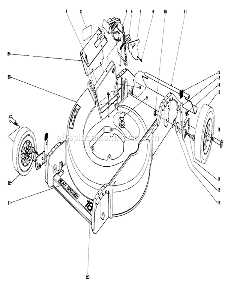 Housing Assembly Diagram and Parts List for 20788 0000001-0999999 - 1980 Toro Lawn Mower