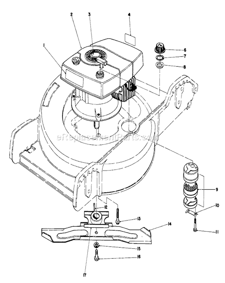 Engine Assembly Diagram and Parts List for 20788 1000001-1999999 - 1981 Toro Lawn Mower