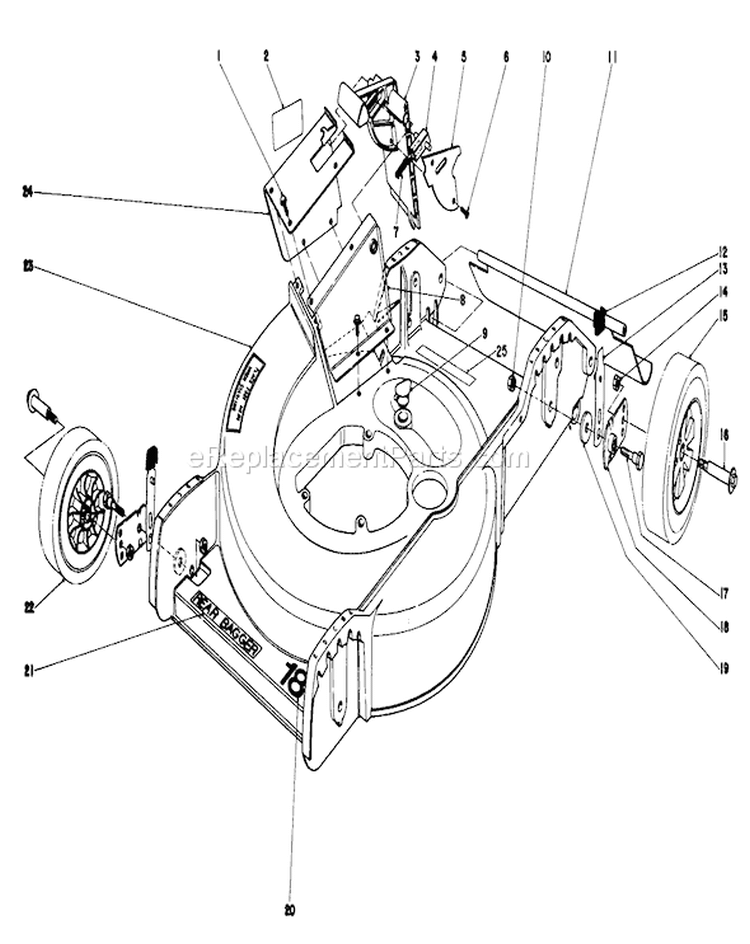 Housing Assembly Diagram and Parts List for 20788 1000001-1999999 - 1981 Toro Lawn Mower