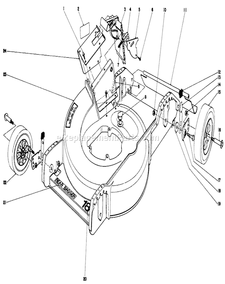 Housing Assembly Diagram and Parts List for 20788 9000001-9999999 - 1979 Toro Lawn Mower