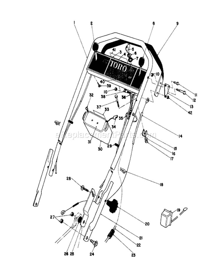 Handle Assembly Diagram and Parts List for 20790 0000001-0999999 - 1980 Toro Lawn Mower