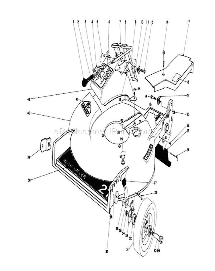 Housing Assembly Diagram and Parts List for 20790 0000001-0999999 - 1980 Toro Lawn Mower