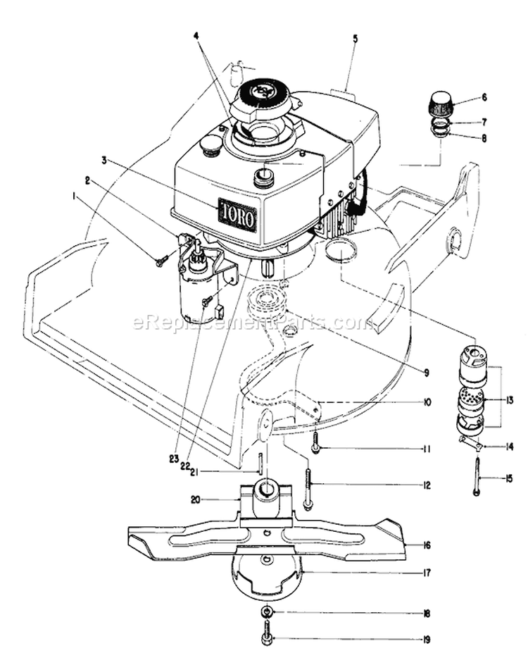 Engine Assembly Diagram and Parts List for 20790 2000001-2999999 - 1982 Toro Lawn Mower
