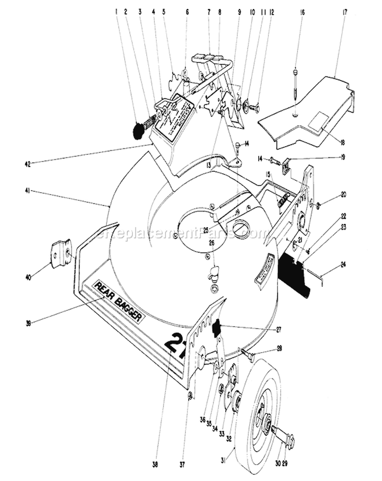 Housing Assembly Diagram and Parts List for 20790 9000001-9999999 - 1979 Toro Lawn Mower