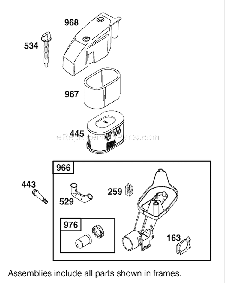 Air Cleaner Assembly Diagram and Parts List for 20789 200000001-200999999 - 2000 Toro Lawn Mower