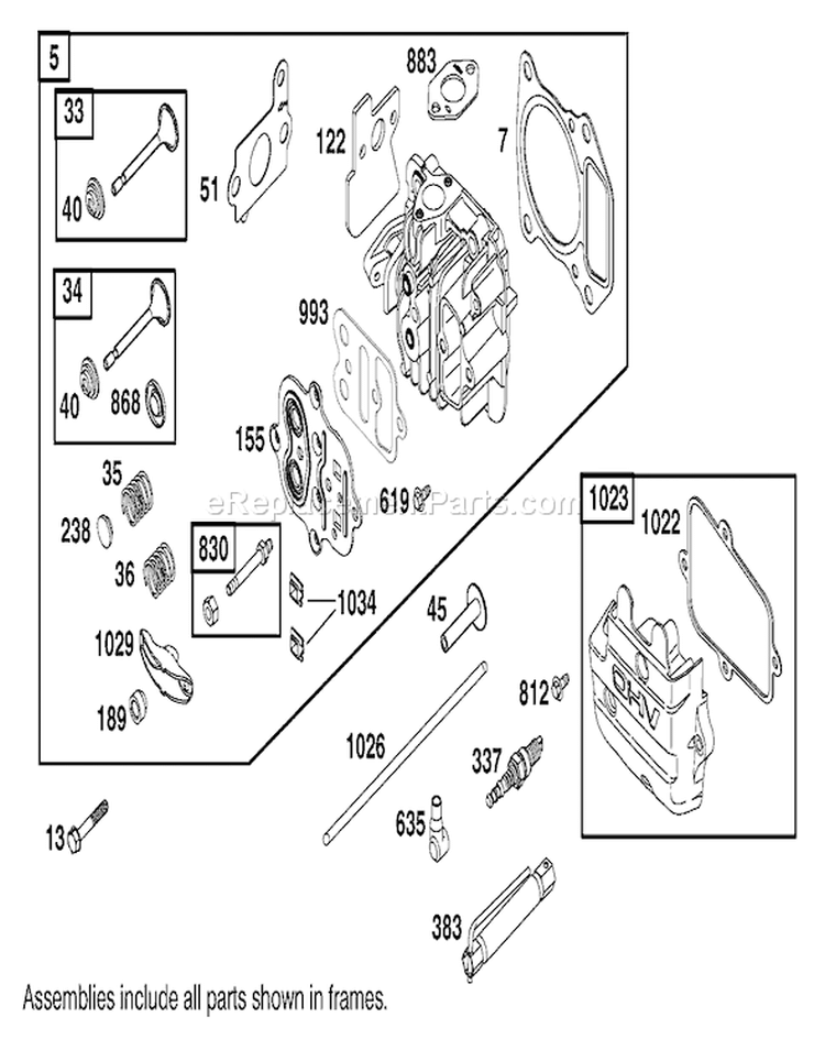 Cylinder Head Assembly Diagram and Parts List for 20789 200000001-200999999 - 2000 Toro Lawn Mower
