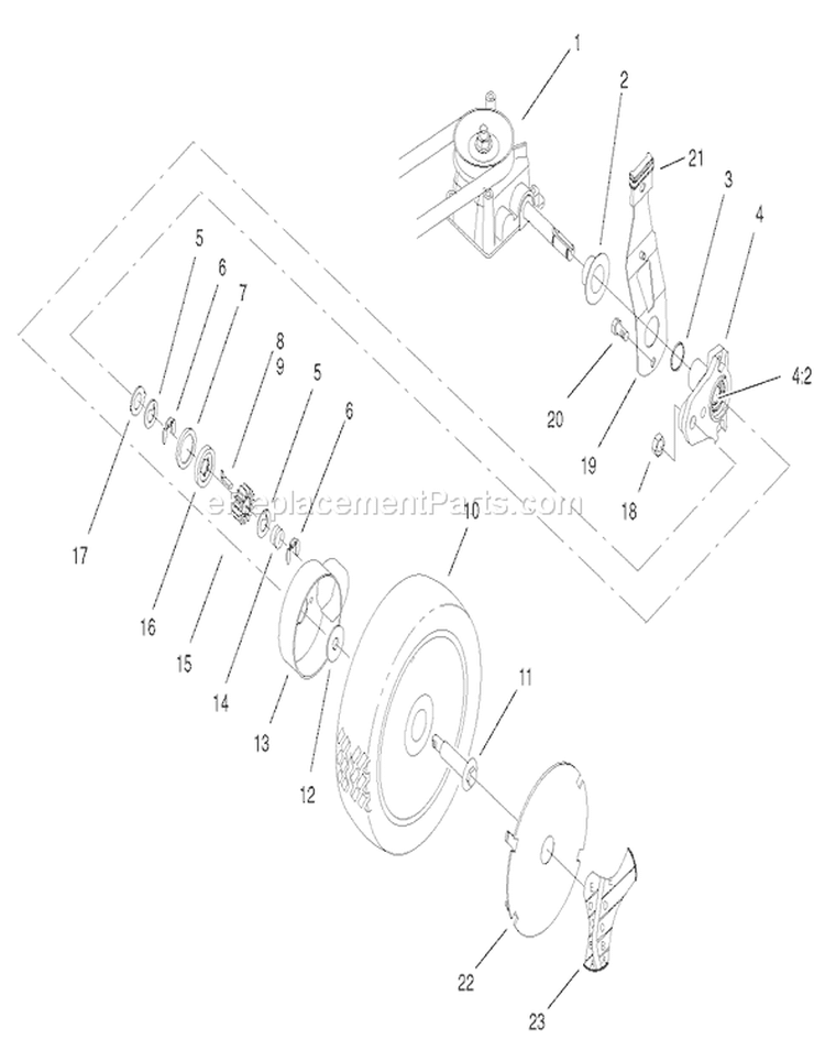 Gearcase and Wheel Assembly Diagram and Parts List for 20789 200000001-200999999 - 2000 Toro Lawn Mower