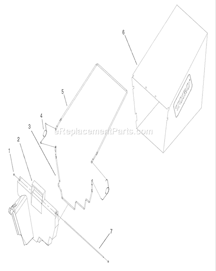 Rear Bagger Assembly Diagram and Parts List for 20789 200000001-200999999 - 2000 Toro Lawn Mower