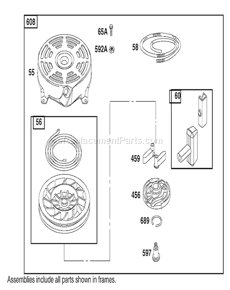 Starter Diagram and Parts List for 20789 200000001-200999999 - 2000 Toro Lawn Mower
