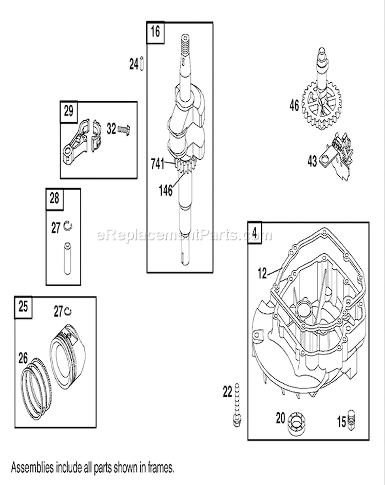Crankshaft Assembly Diagram and Parts List for 20789 200000001-200999999 - 2000 Toro Lawn Mower