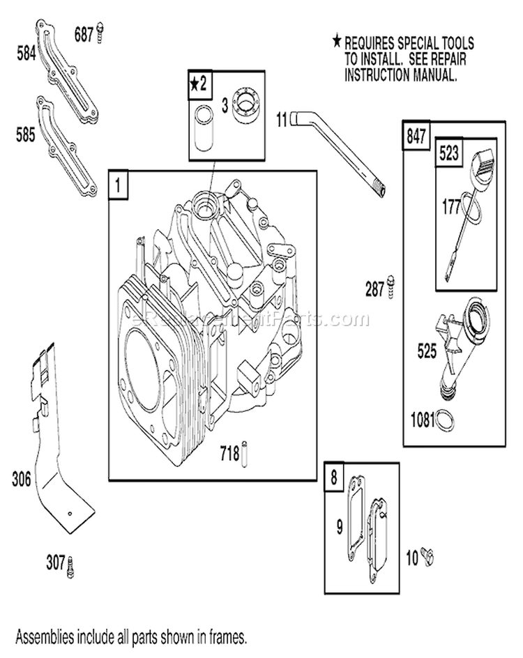 Cylinder Assembly Diagram and Parts List for 20789 200000001-200999999 - 2000 Toro Lawn Mower