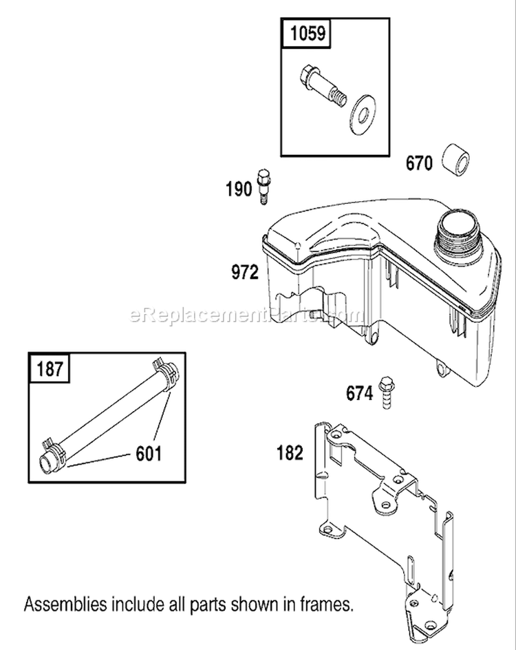 Fuel Tank Assembly Diagram and Parts List for 20791 210000001-210999999 - 2001 Toro Lawn Mower