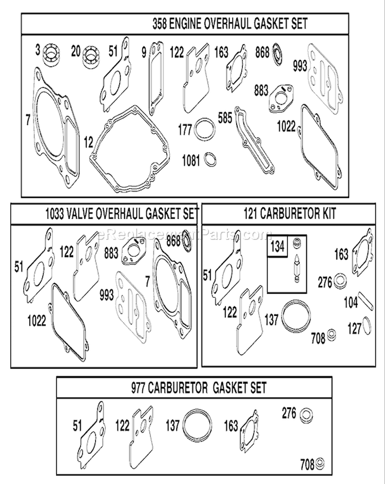 Gasket Assembly Diagram and Parts List for 20791 210000001-210999999 - 2001 Toro Lawn Mower