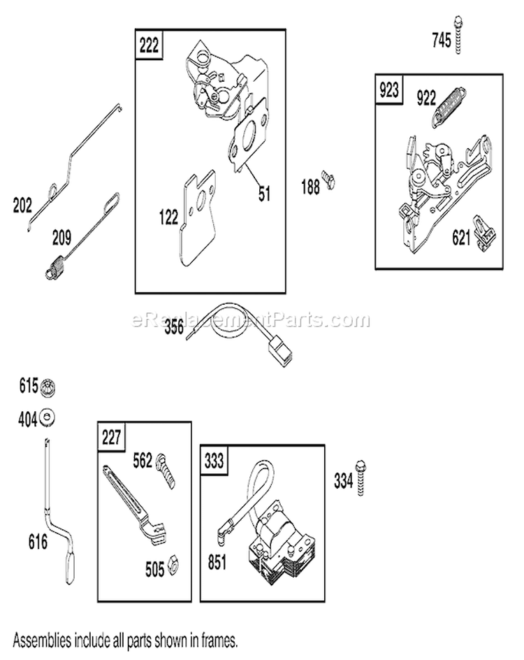 Governor Assembly Diagram and Parts List for 20791 210000001-210999999 - 2001 Toro Lawn Mower