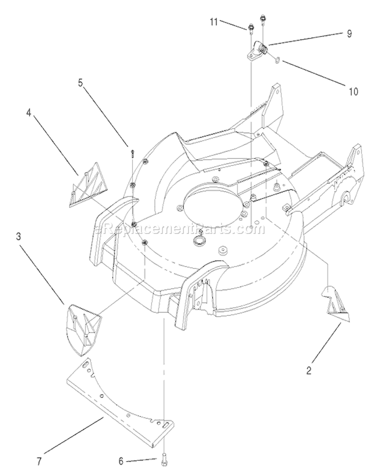 Housing Assembly Diagram and Parts List for 20791 210000001-210999999 - 2001 Toro Lawn Mower