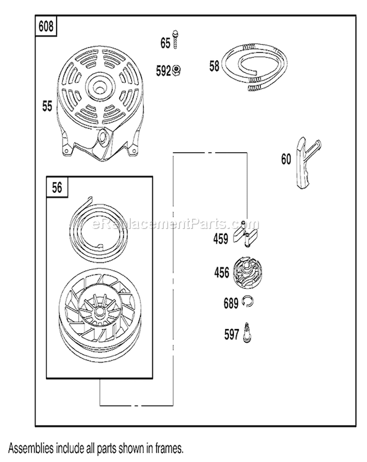 Starter Assembly Diagram and Parts List for 20791 210000001-210999999 - 2001 Toro Lawn Mower