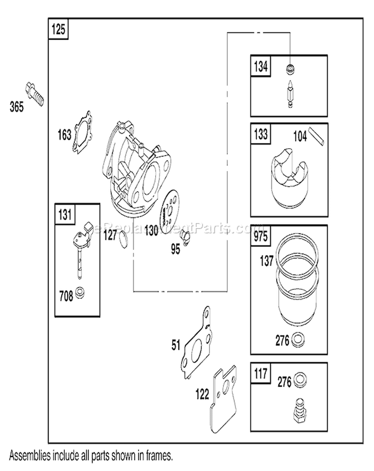 Carburetor Diagram and Parts List for 20791 210000001-210999999 - 2001 Toro Lawn Mower