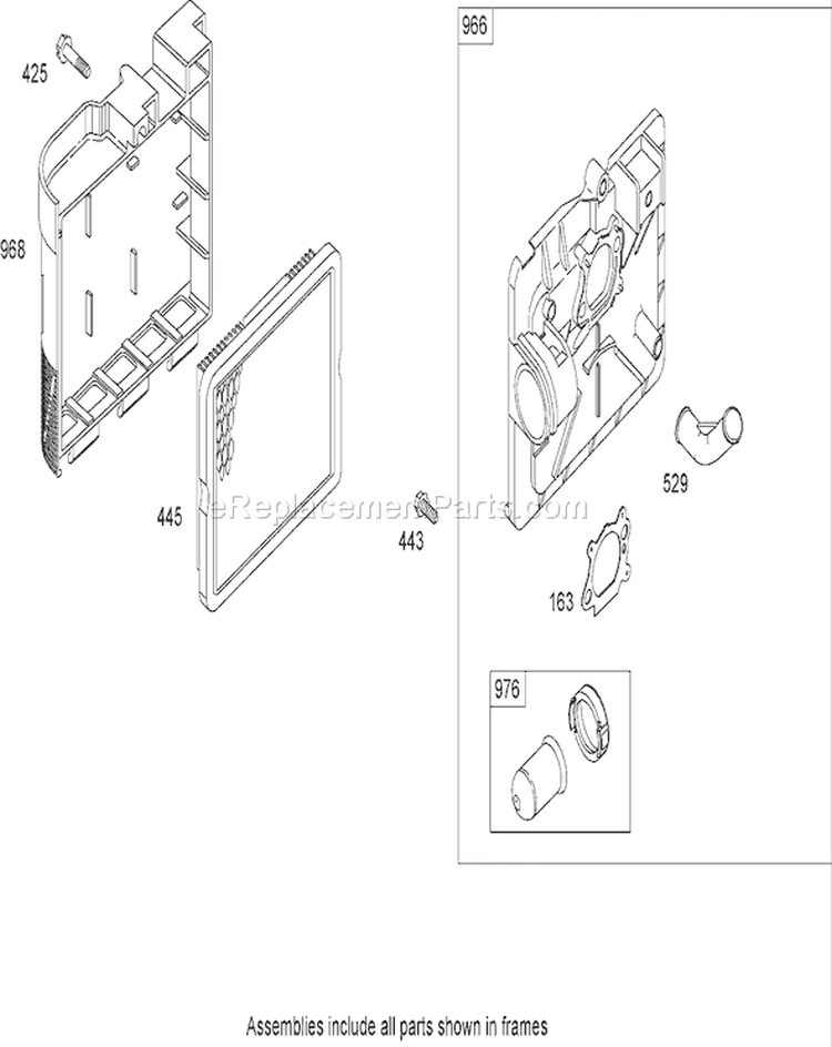 Air Cleaner Assembly Diagram and Parts List for 20654 270000001-270999999 - 2007 Toro Lawn Mower