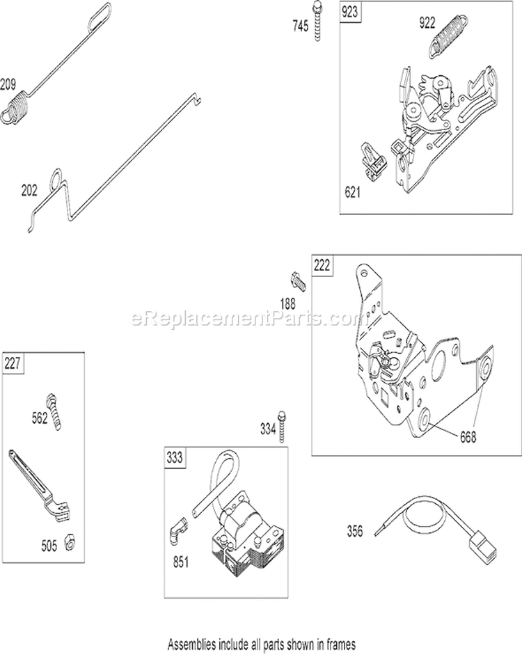 Governor Assembly Diagram and Parts List for 20792 270000001-270999999 - 2007 Toro Lawn Mower